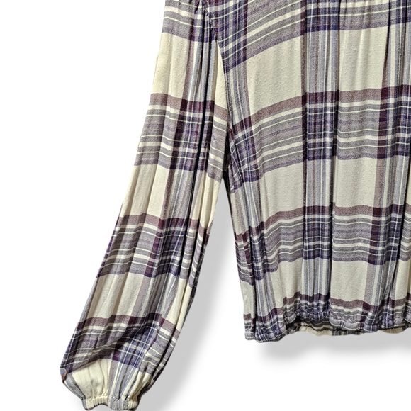 Anthropologie Cloth & Stone Plaid Long Sleeve Blouse size Small - Picture 2 of 5